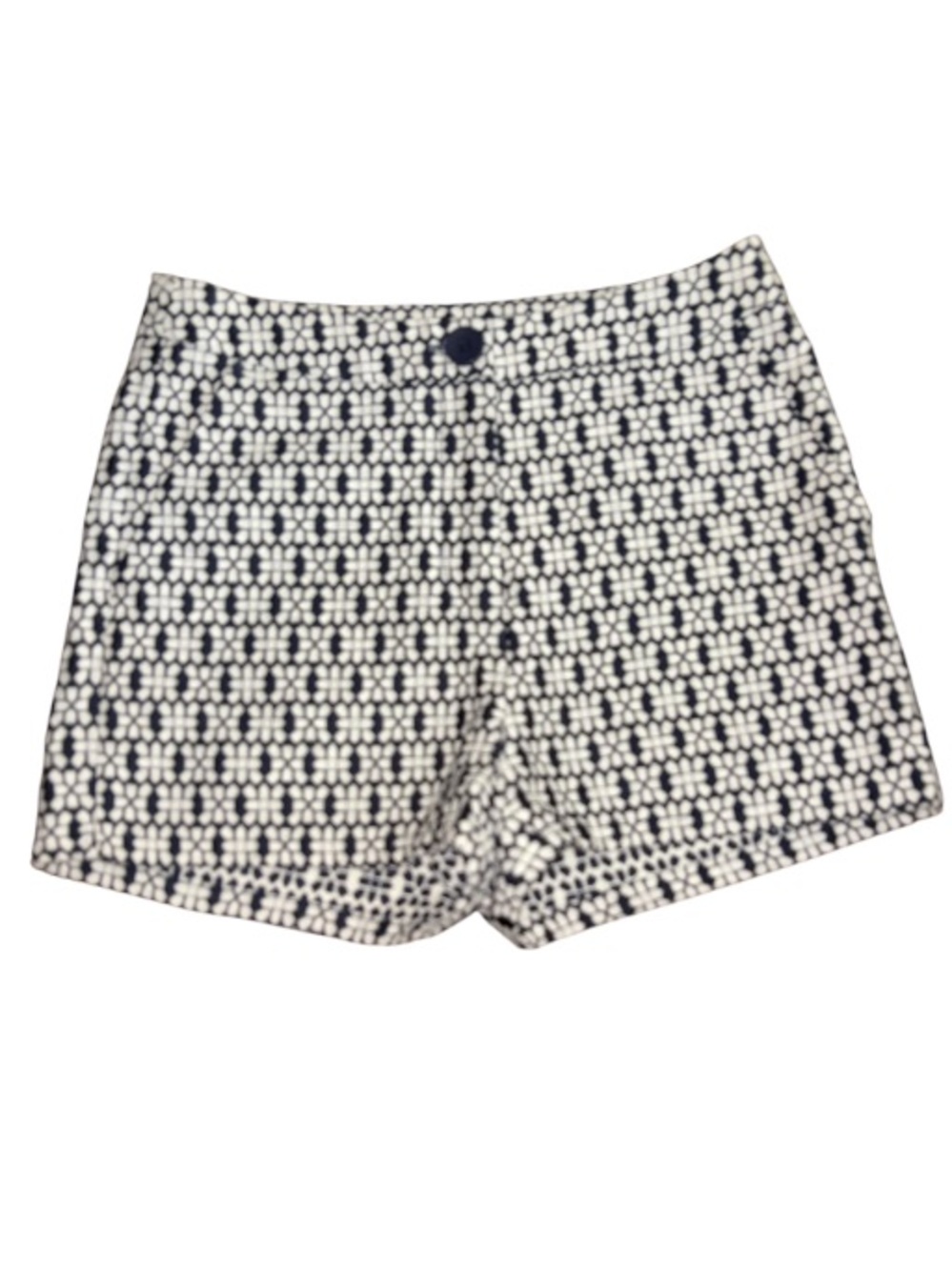 Verty Navy. and White Textured High Waist Shorts With Pattern New!